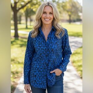 💋Louis Vuitton Blue and Black Patterned Men's Shirt 197